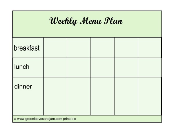 weekly menu plan