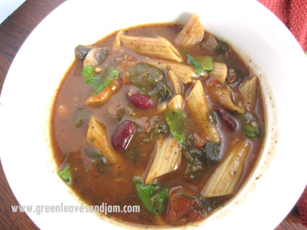 soup made with left over vegetables pasta and beans www.greenleavesandjam.com