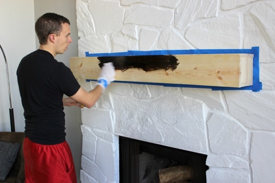 Installing (and making) a Floating Mantle for our Stone Fireplace. GreenLeavesAndJam.com